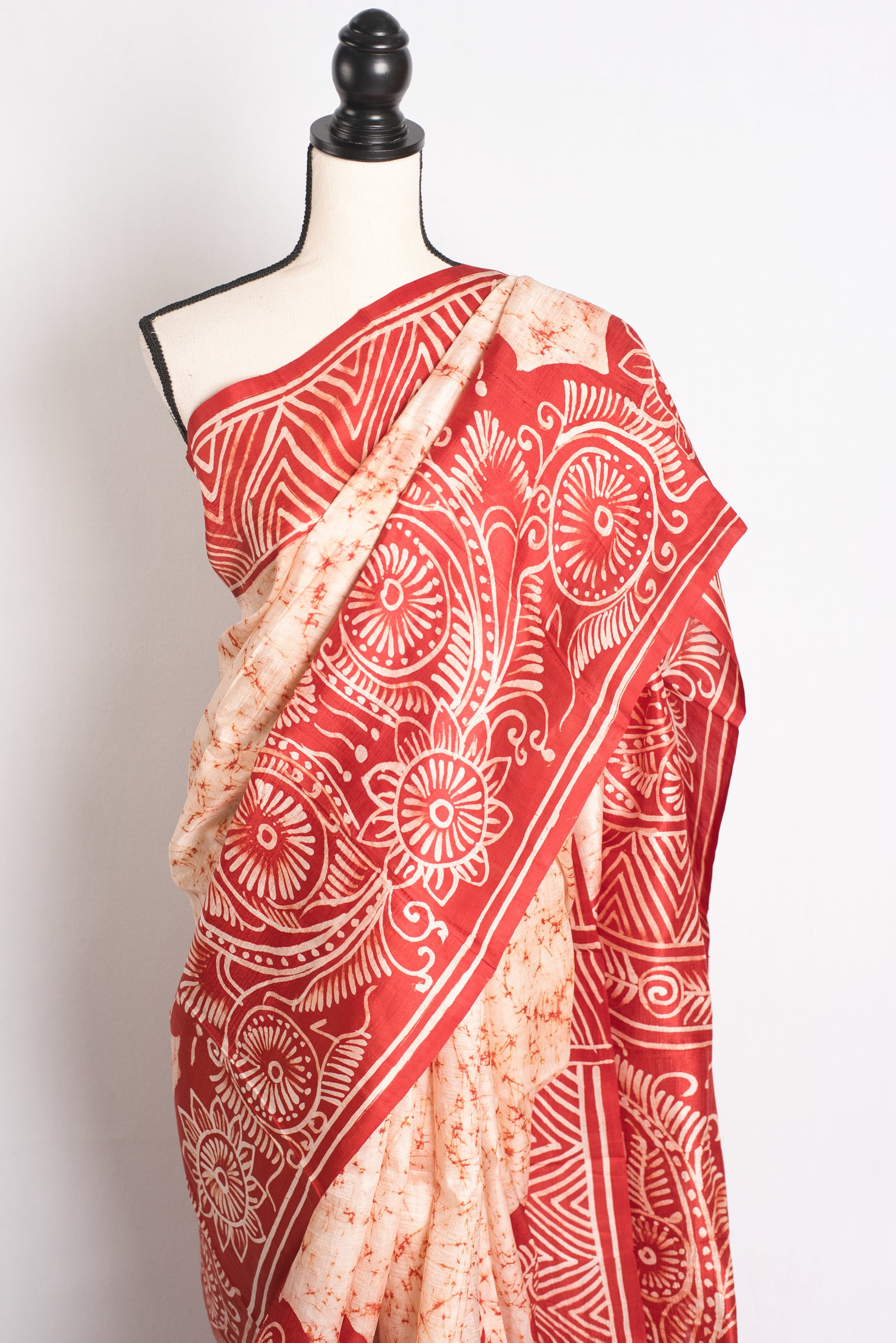 Batik Elegance - Hand-Dyed Silk Saree from Bengal.
