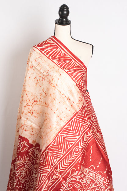 Batik Elegance - Hand-Dyed Silk Saree from Bengal.
