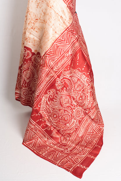 Batik Elegance - Hand-Dyed Silk Saree from Bengal.