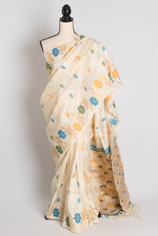 Assam - Inspired Handloom Bengal Tussar Silk Saree.