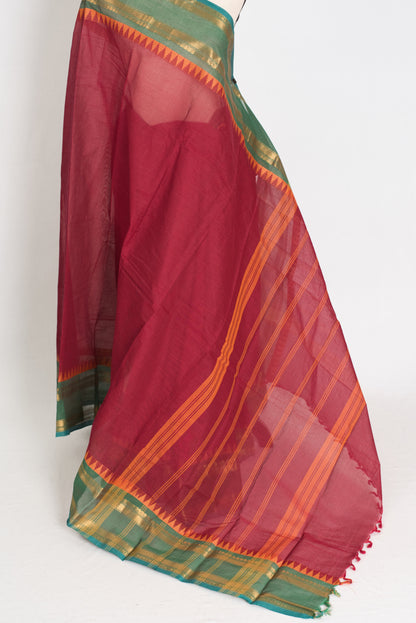 Kaveri : Magenta Kanchi Cotton Saree - Handwoven South Indian Elegance