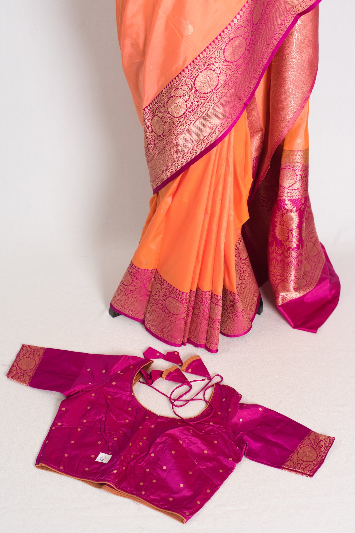 Banarasi Silk Saree with 36 Size Stitched Blouse Pic 3