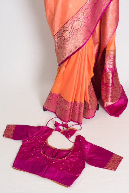 Banarasi Silk Saree with 36 Size Stitched Blouse Pic 2