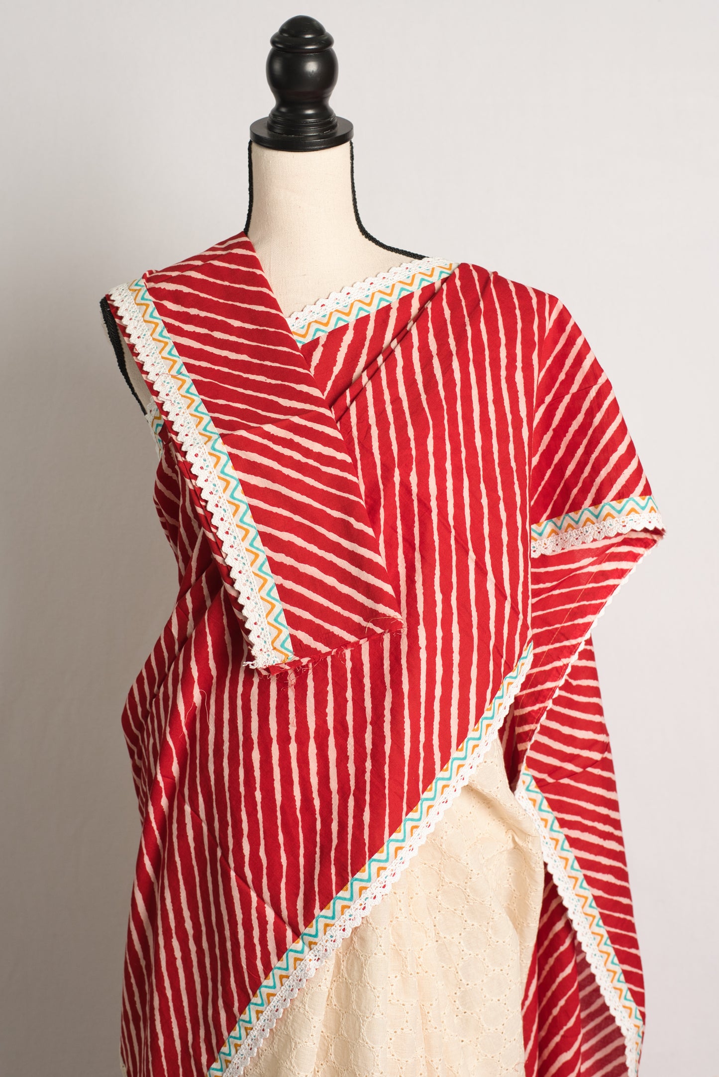 Red and White Designer Hakoba Cotton Saree.