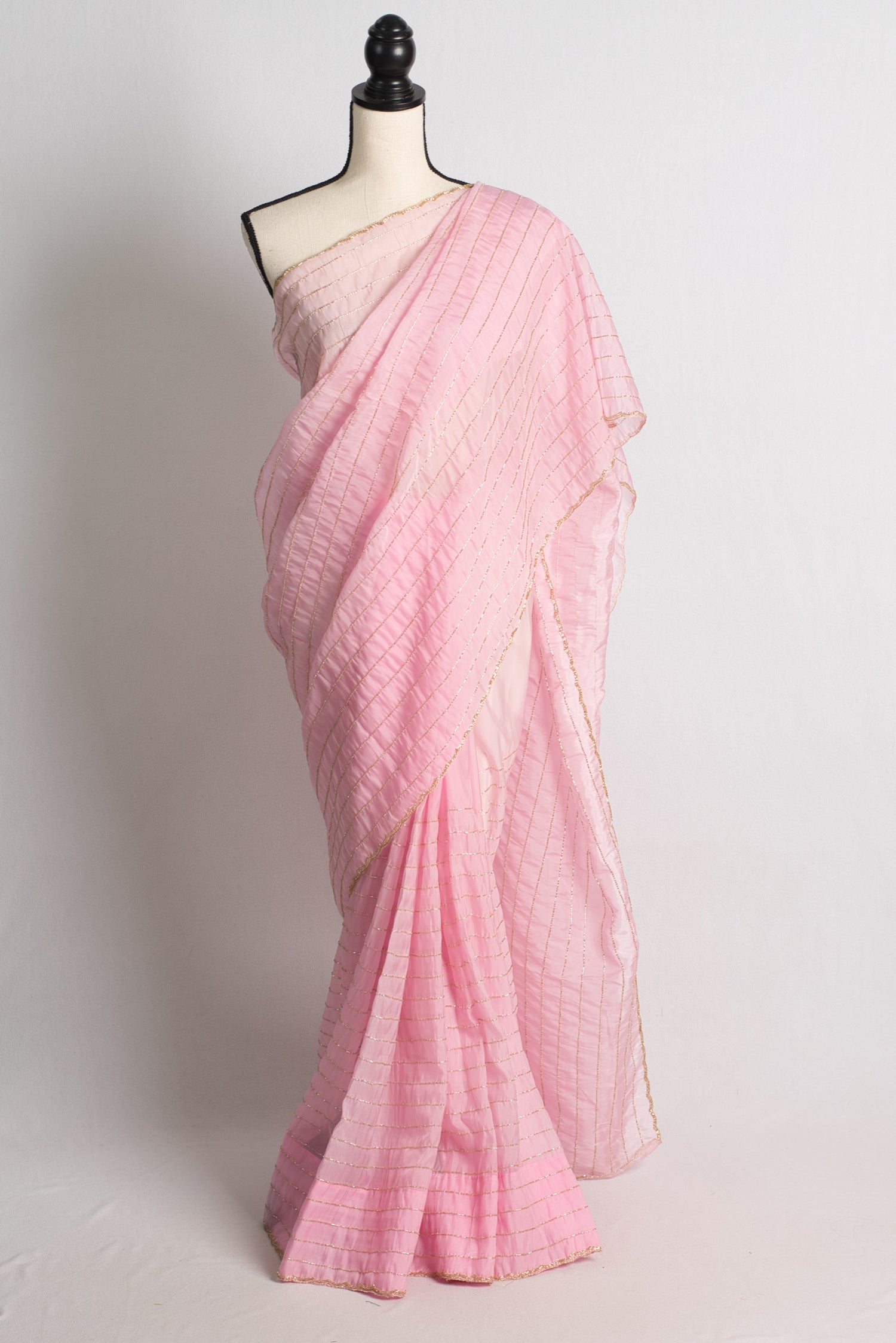 Pink and Gold Organza Cocktail Saree.