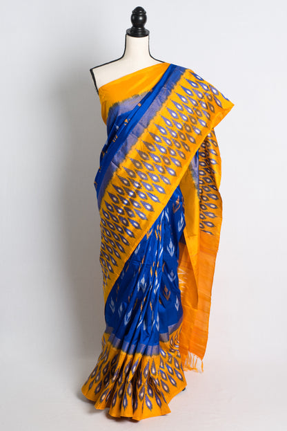 Silk Mark Certified Royal Blue Silk Pochampally Saree.