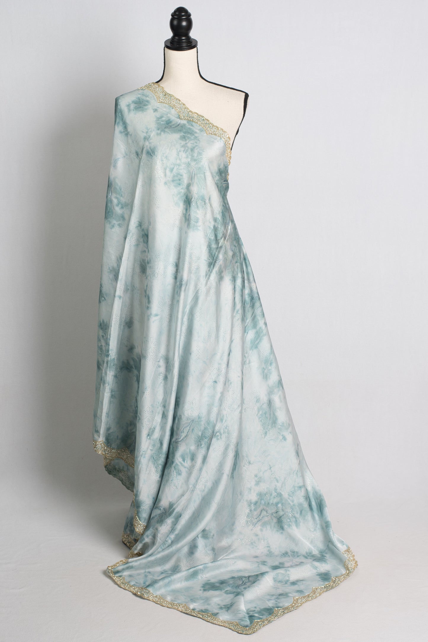 Cut Dana Embroidery Semi Satin Silk Designer Saree in Blue.