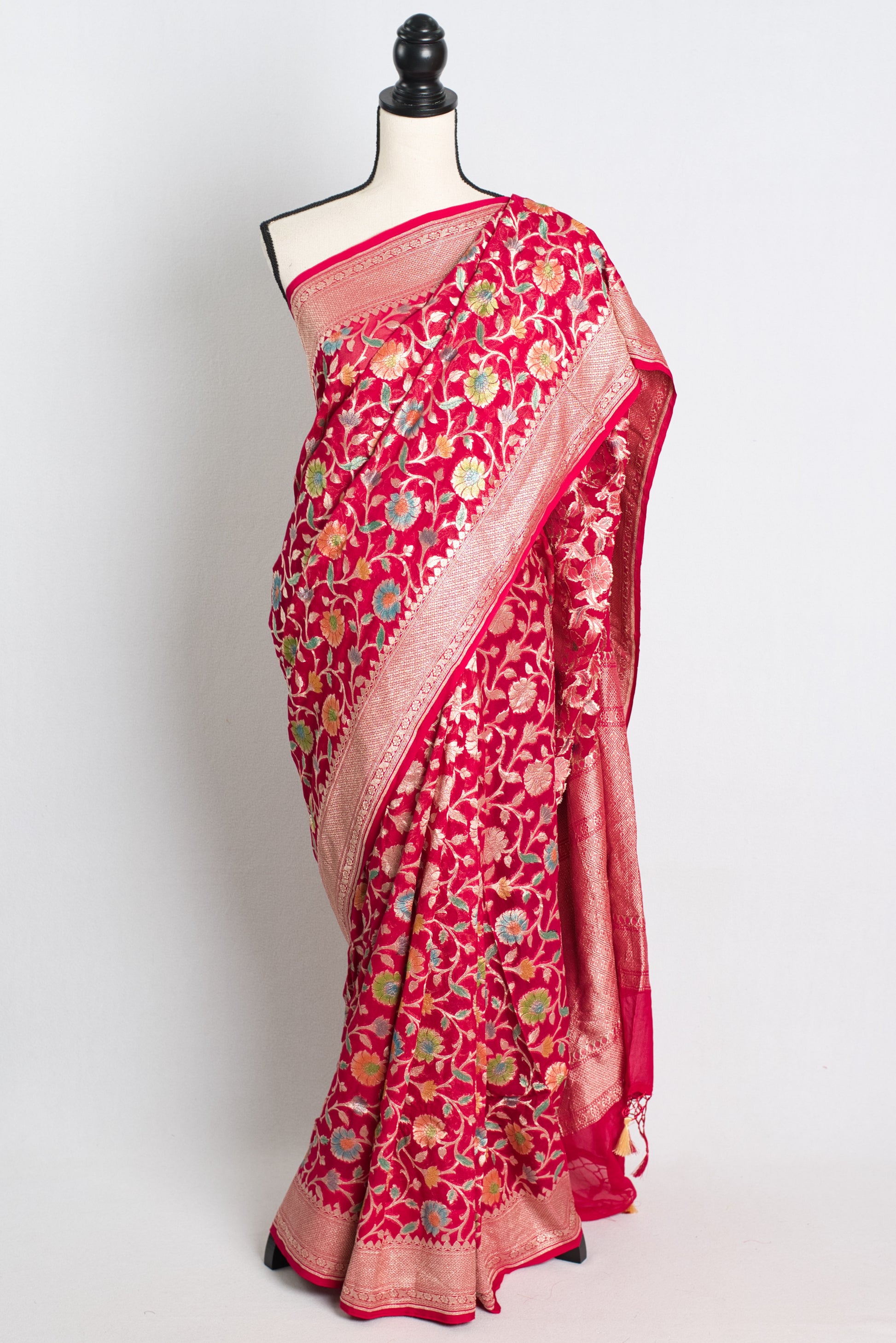 Silk Mark Certified Georgette Banarasi Saree in Rosy Pink