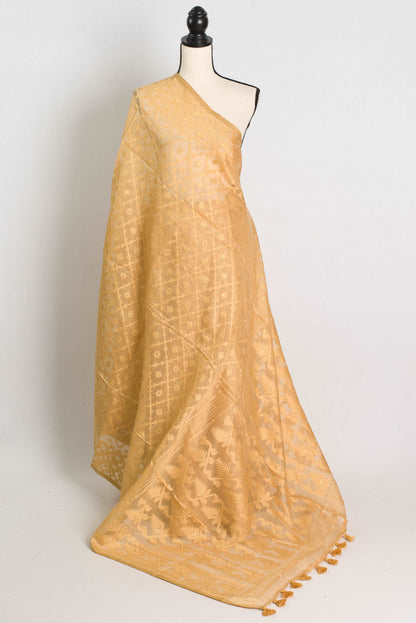 Beige Soft Jamdani Saree with Self Weaving Pattern