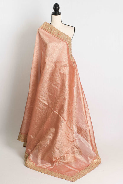 Semi Tissue Designer Partywear Saree in Peach.