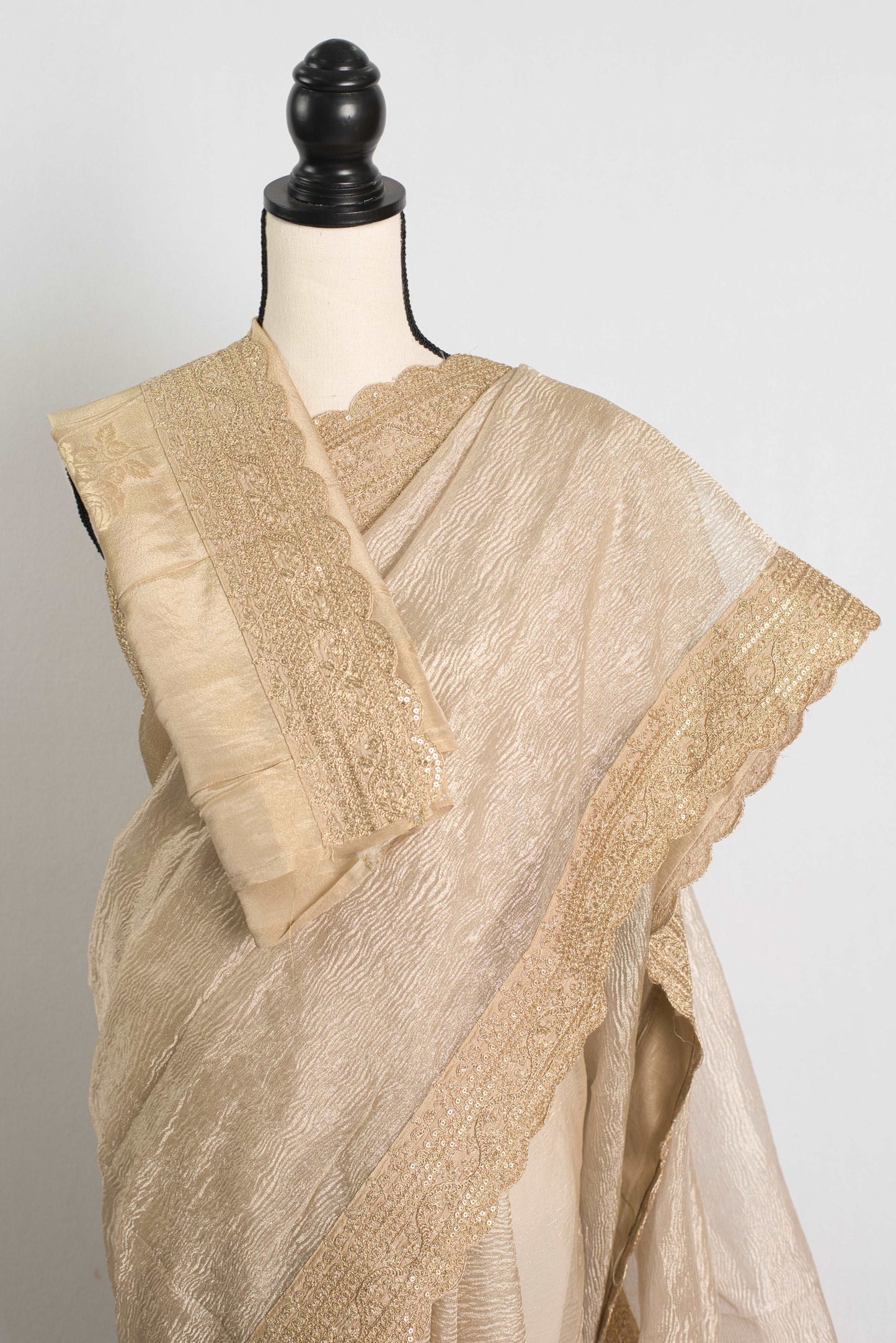 Semi Tissue Designer Partywear Saree in Light Brown.