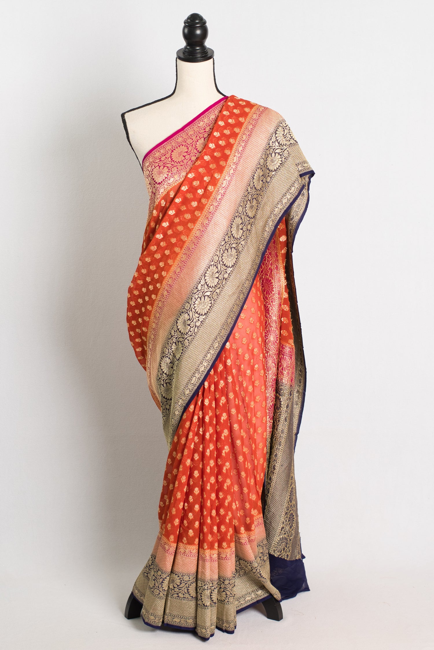 Silk Mark Certified Khaddi Georgette Banarasi Saree in Orange