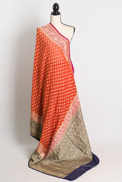 Silk Mark Certified Khaddi Georgette Banarasi Saree in Orange