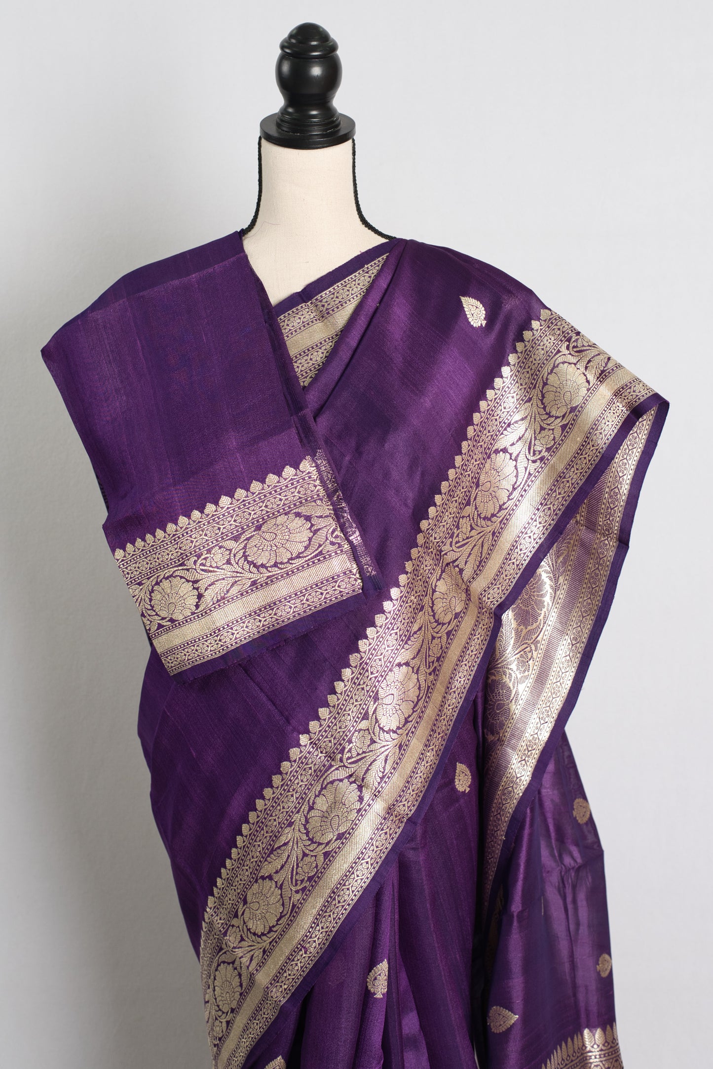 Silk Mark Certified Tussar Georgette Banarasi Saree in Purple