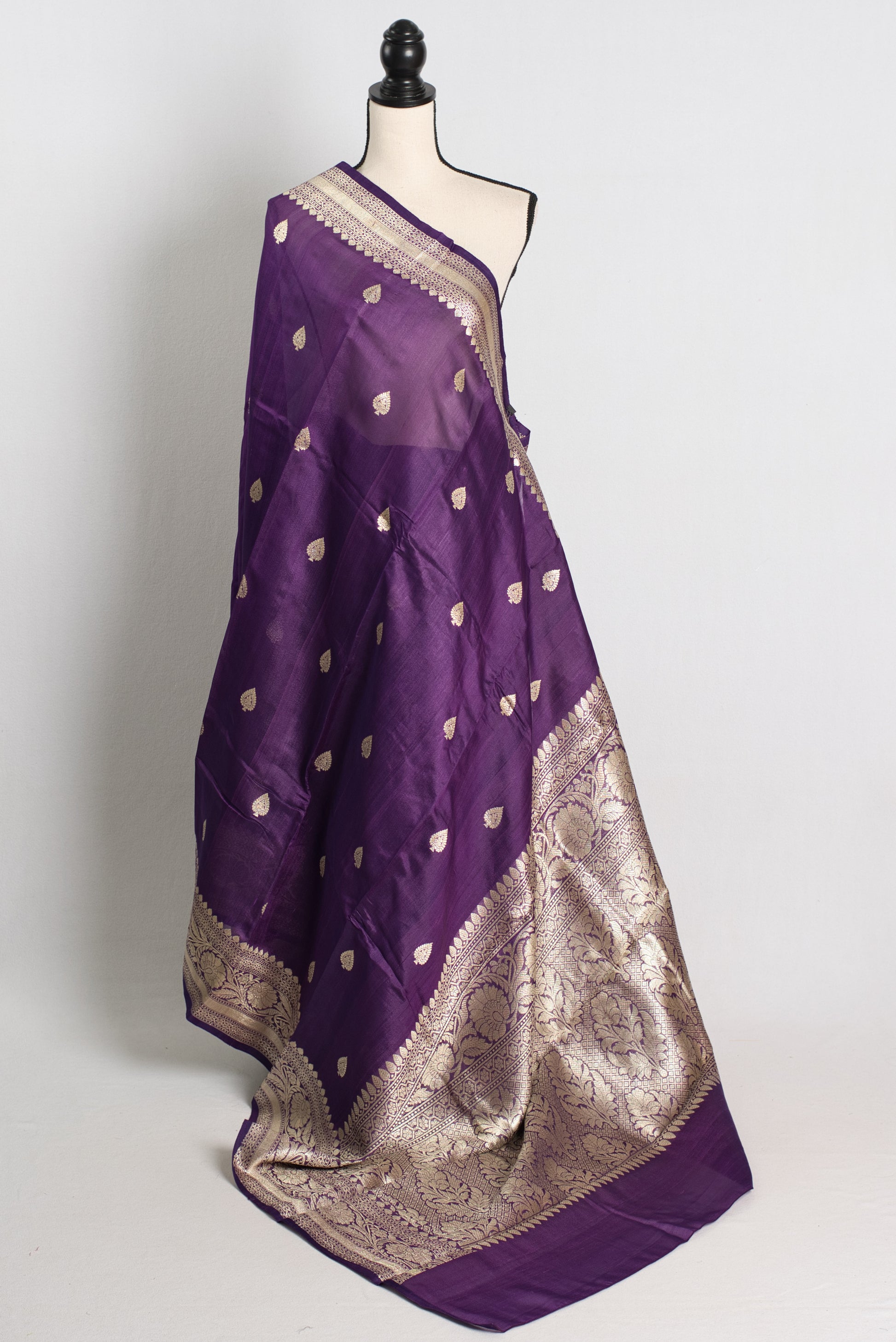 Silk Mark Certified Tussar Georgette Banarasi Saree in Purple