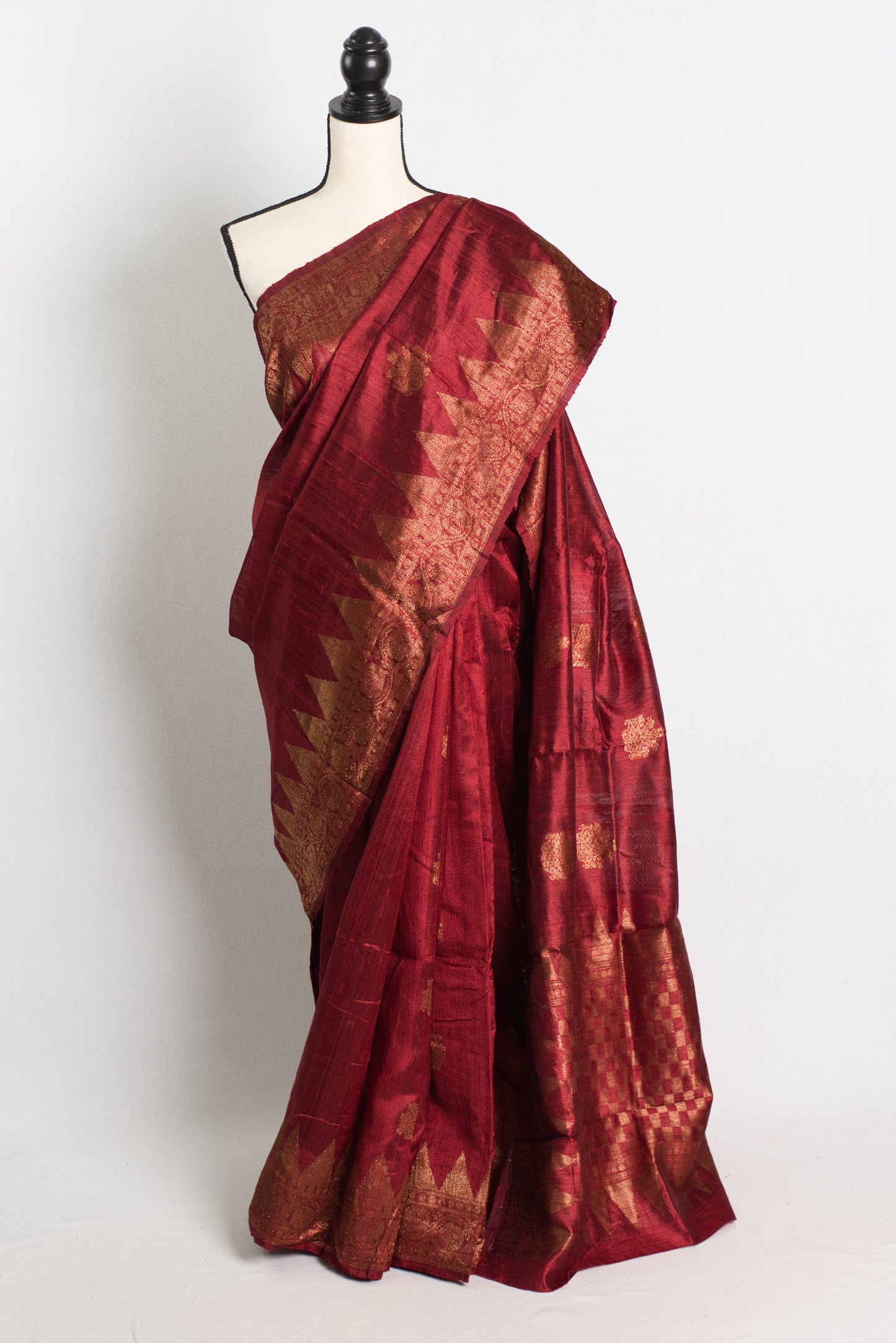 Silk Mark Certified Tussar Banarasi Saree in Maroon