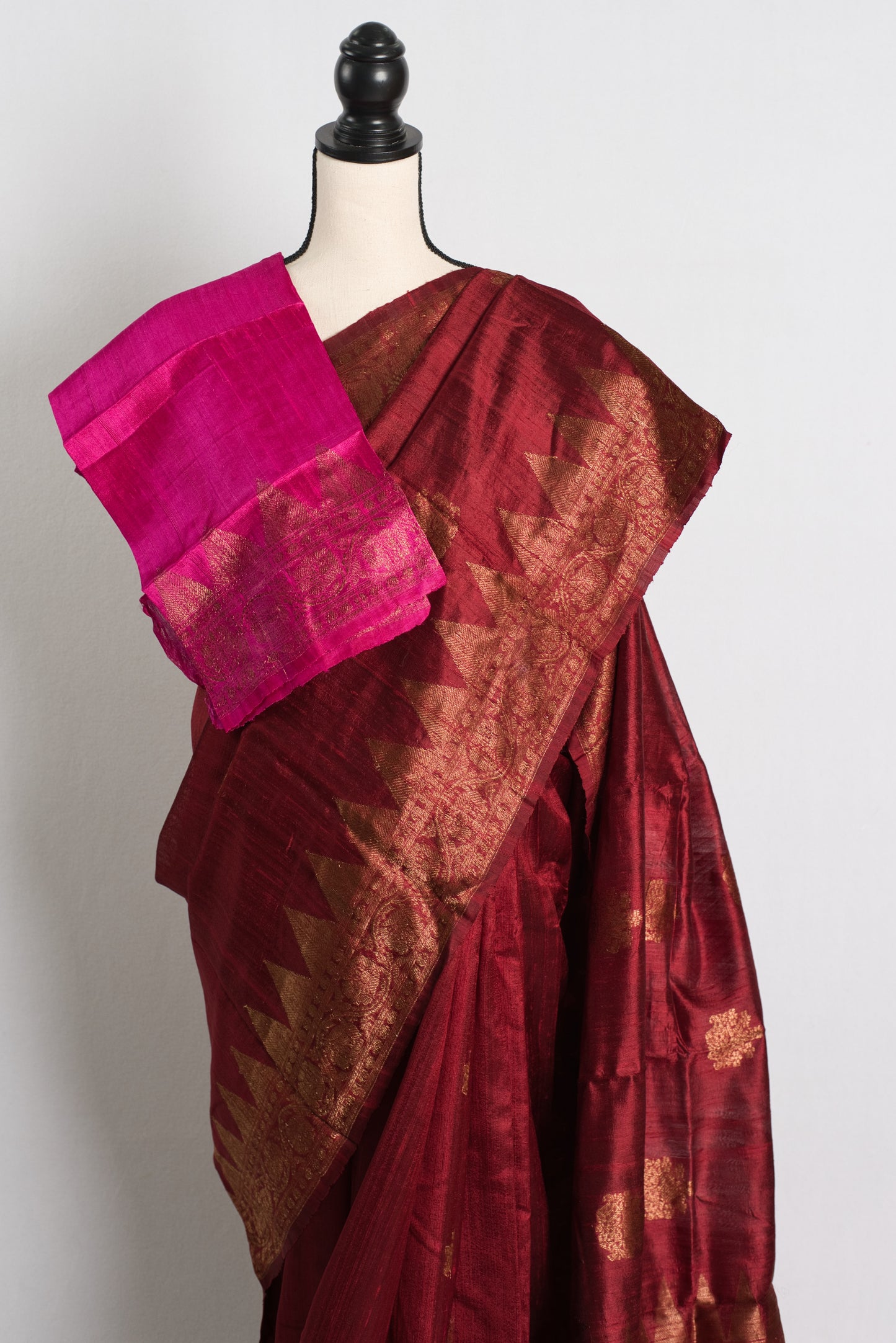 Silk Mark Certified Tussar Banarasi Saree in Maroon