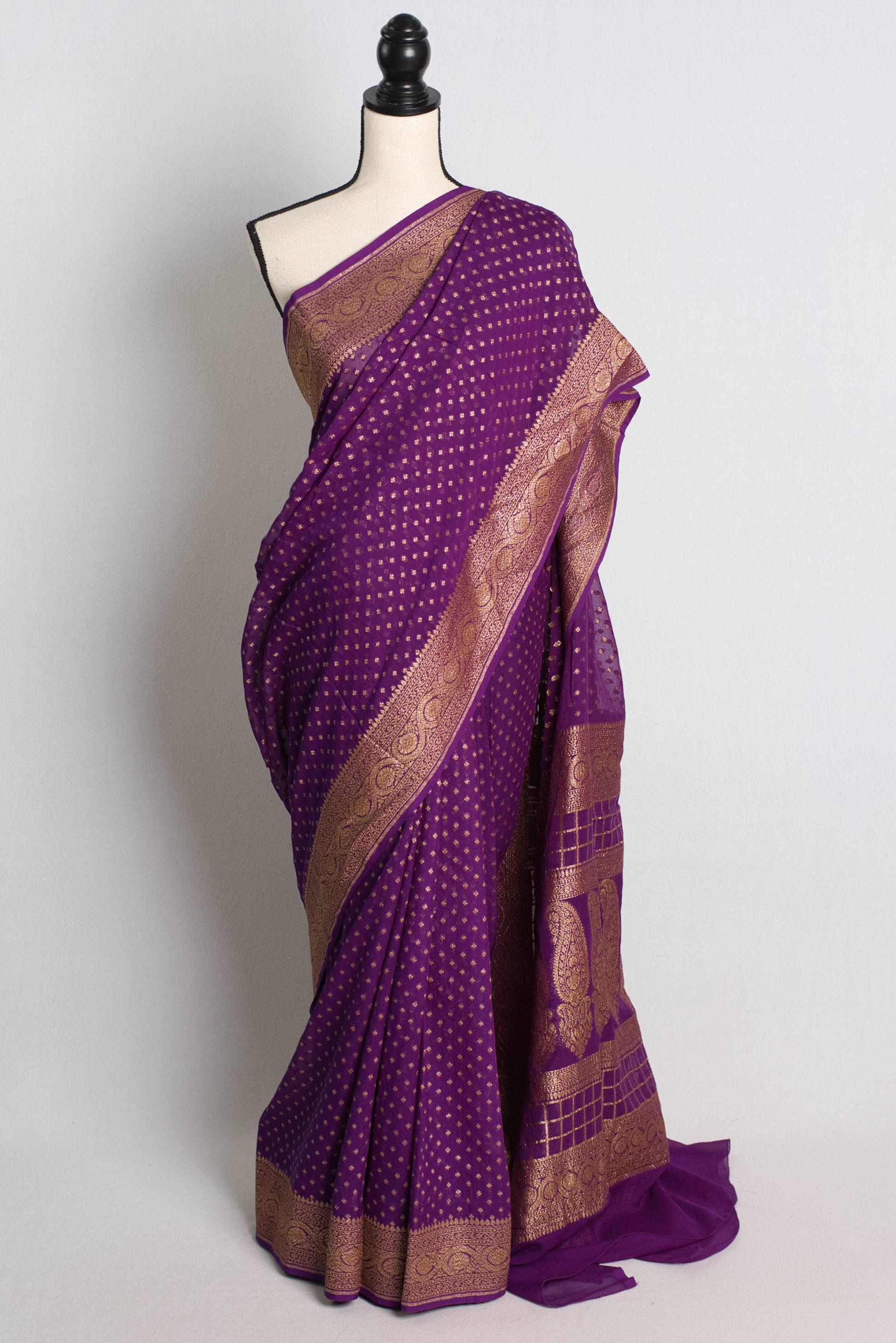 Pure Khaddi Georgette Banarasi Saree in Purple