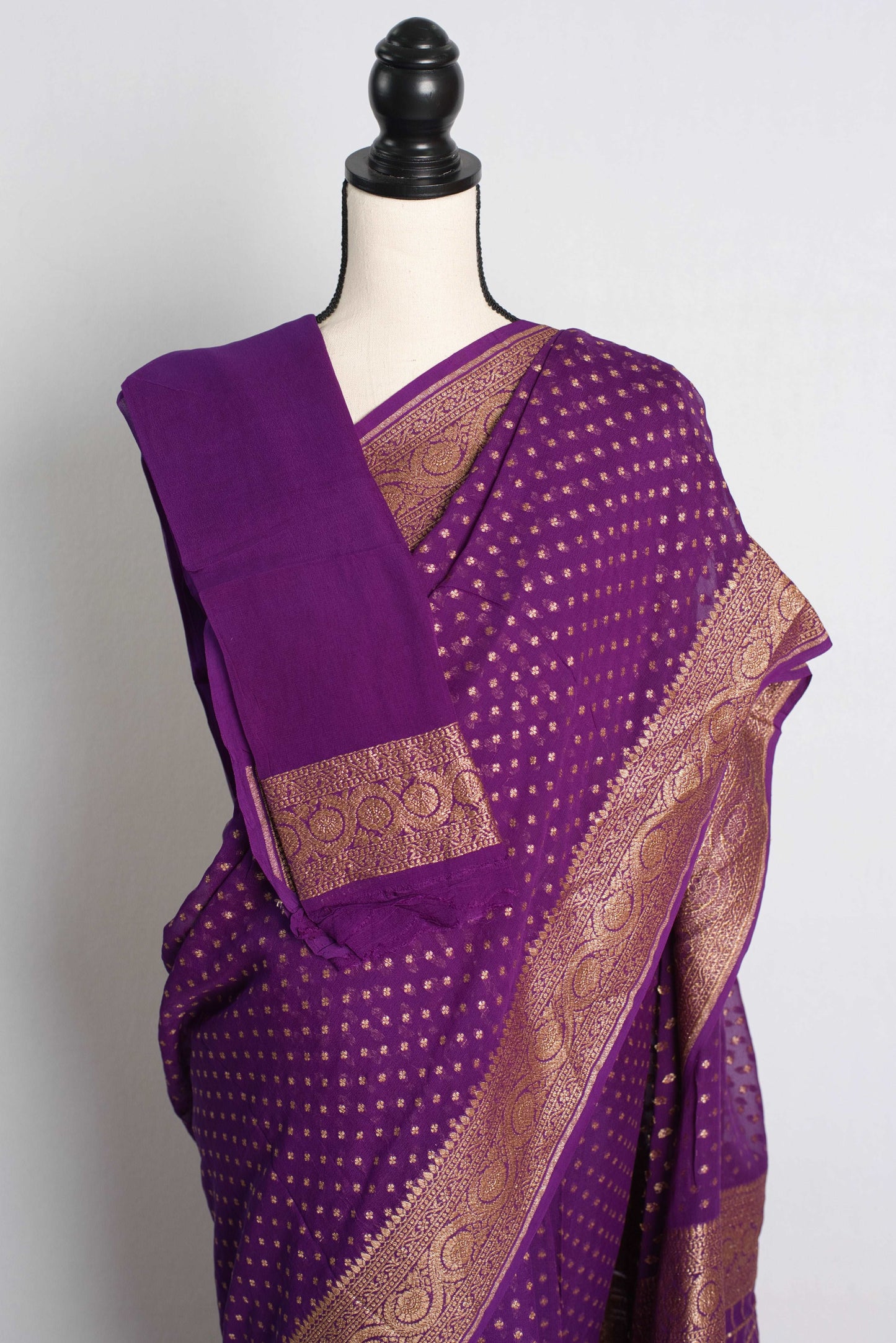 Pure Khaddi Georgette Banarasi Saree in Purple