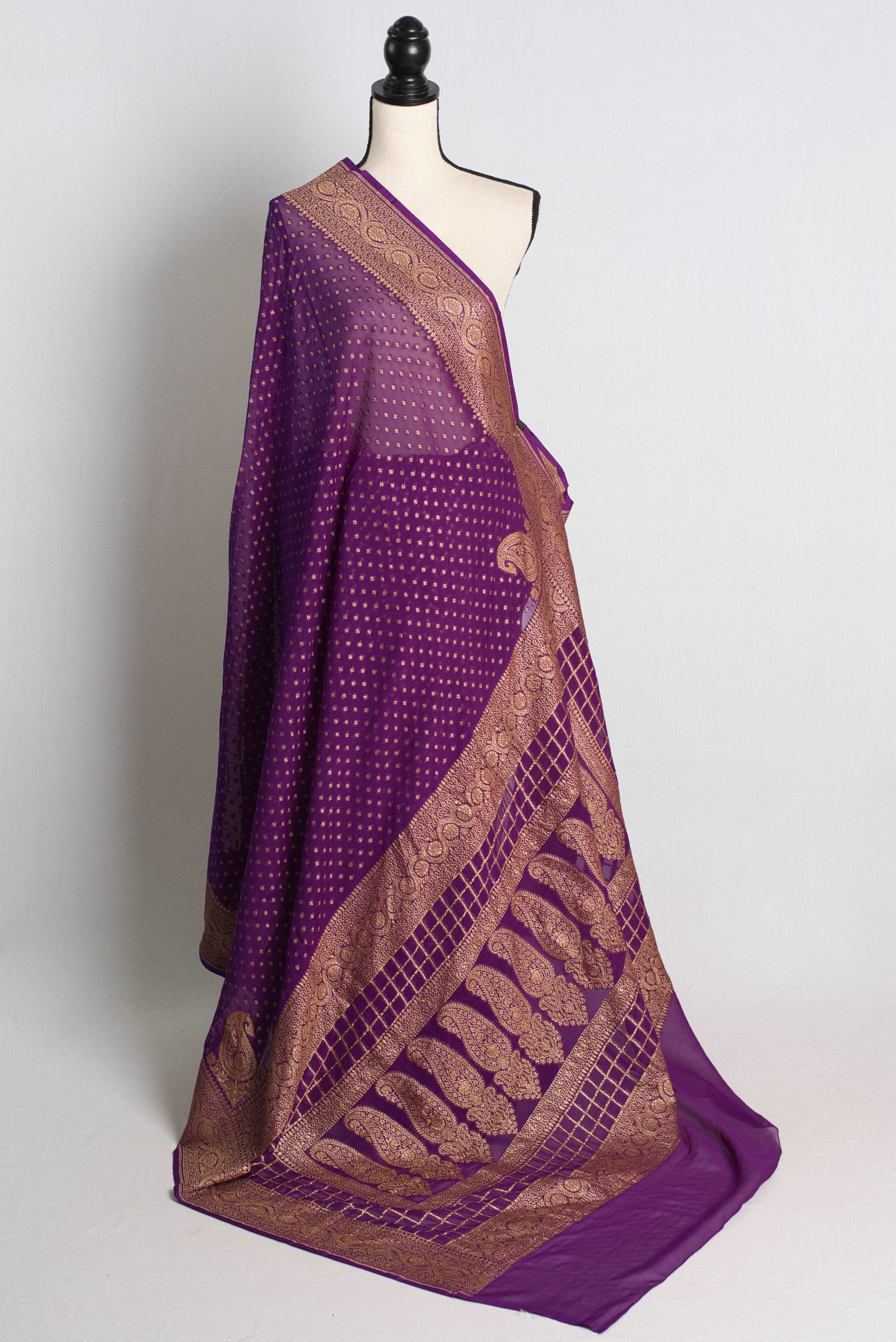 Pure Khaddi Georgette Banarasi Saree in Purple