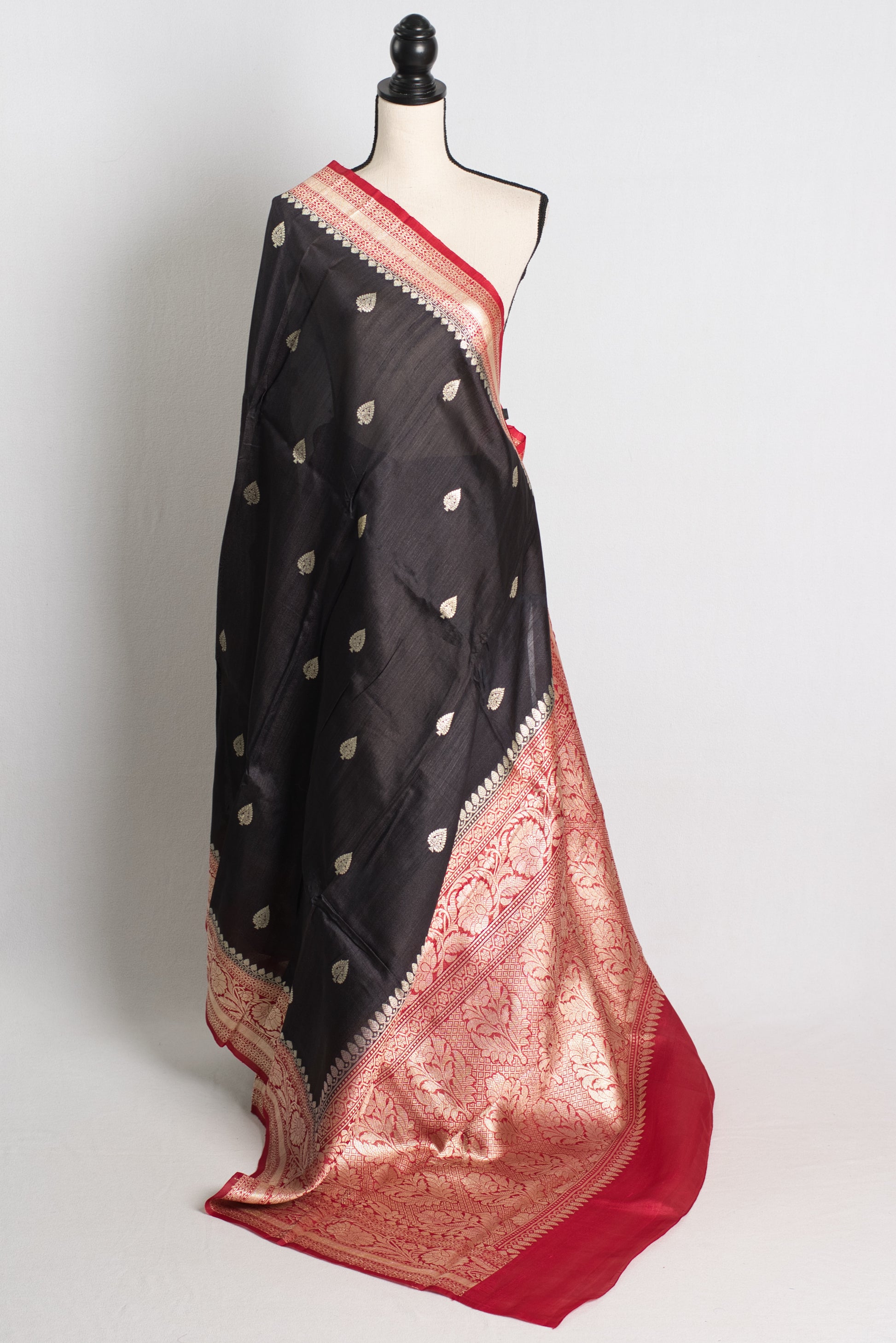 Silk Mark Certified Tussar Georgette Banarasi Saree in Black