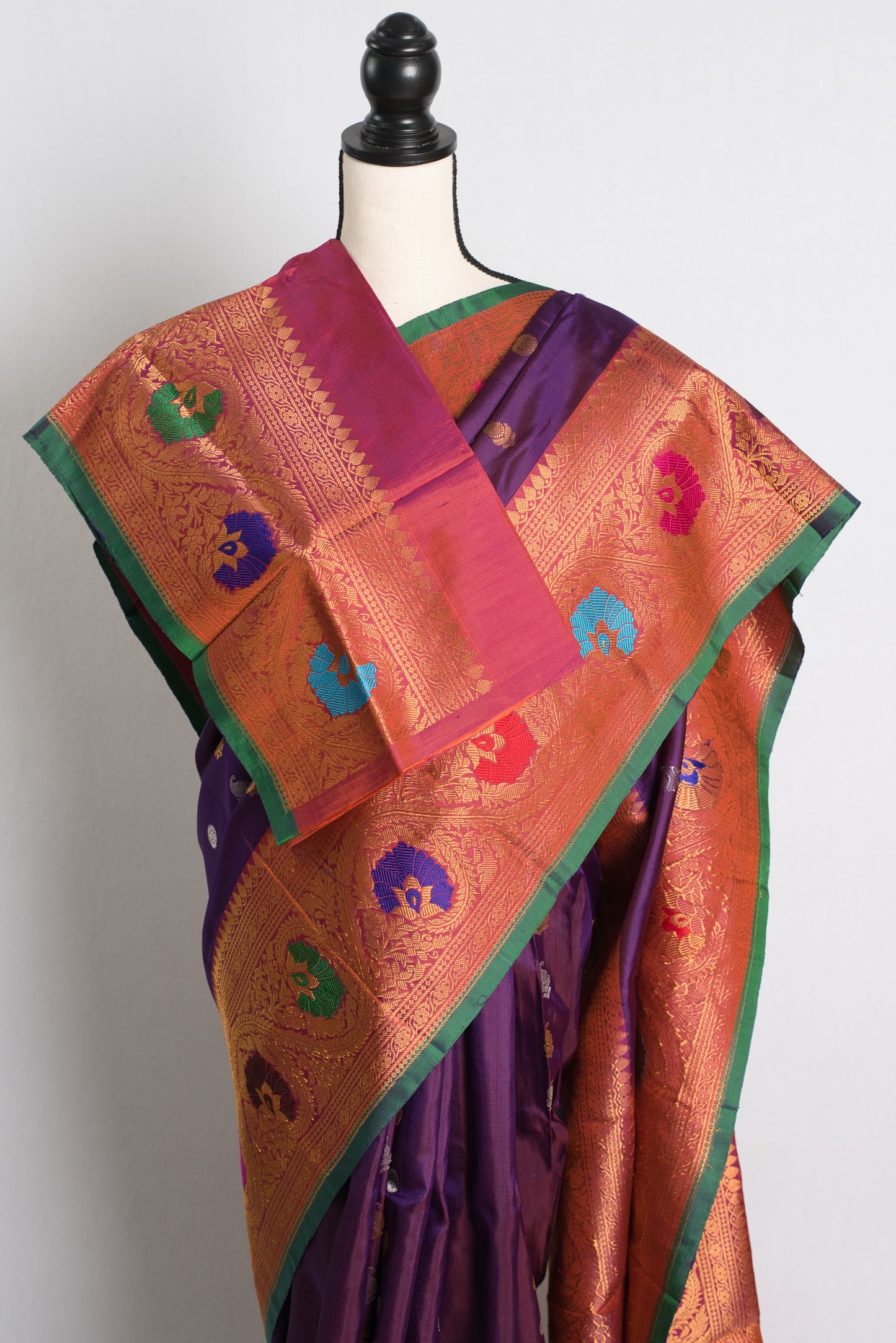 Silk Mark Certified Purple Kanji Gadwal Silk Saree