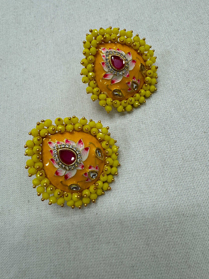 Premium Quality Jaipur Kundan Ear Studs with Stones and Beads