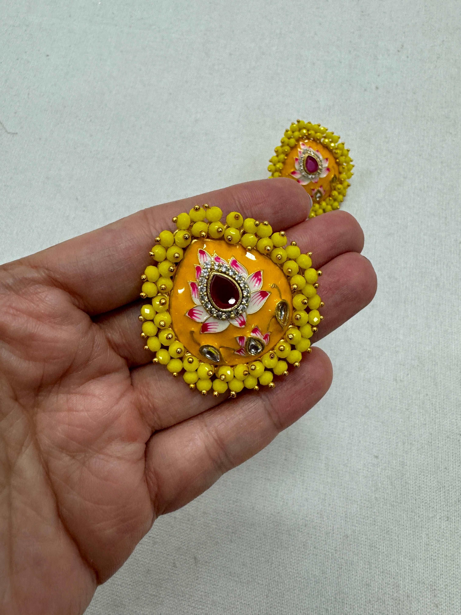 Premium Quality Jaipur Kundan Ear Studs with Stones and Beads.