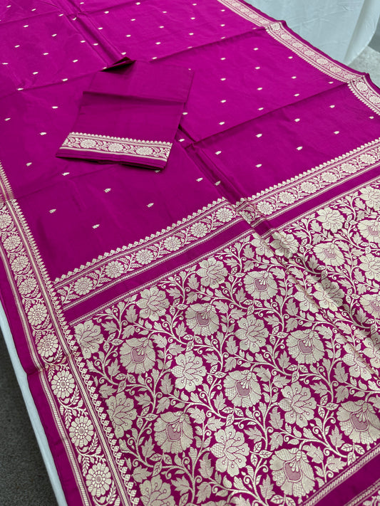 Silk Mark Certified Purple Katan Banarasi Silk Saree