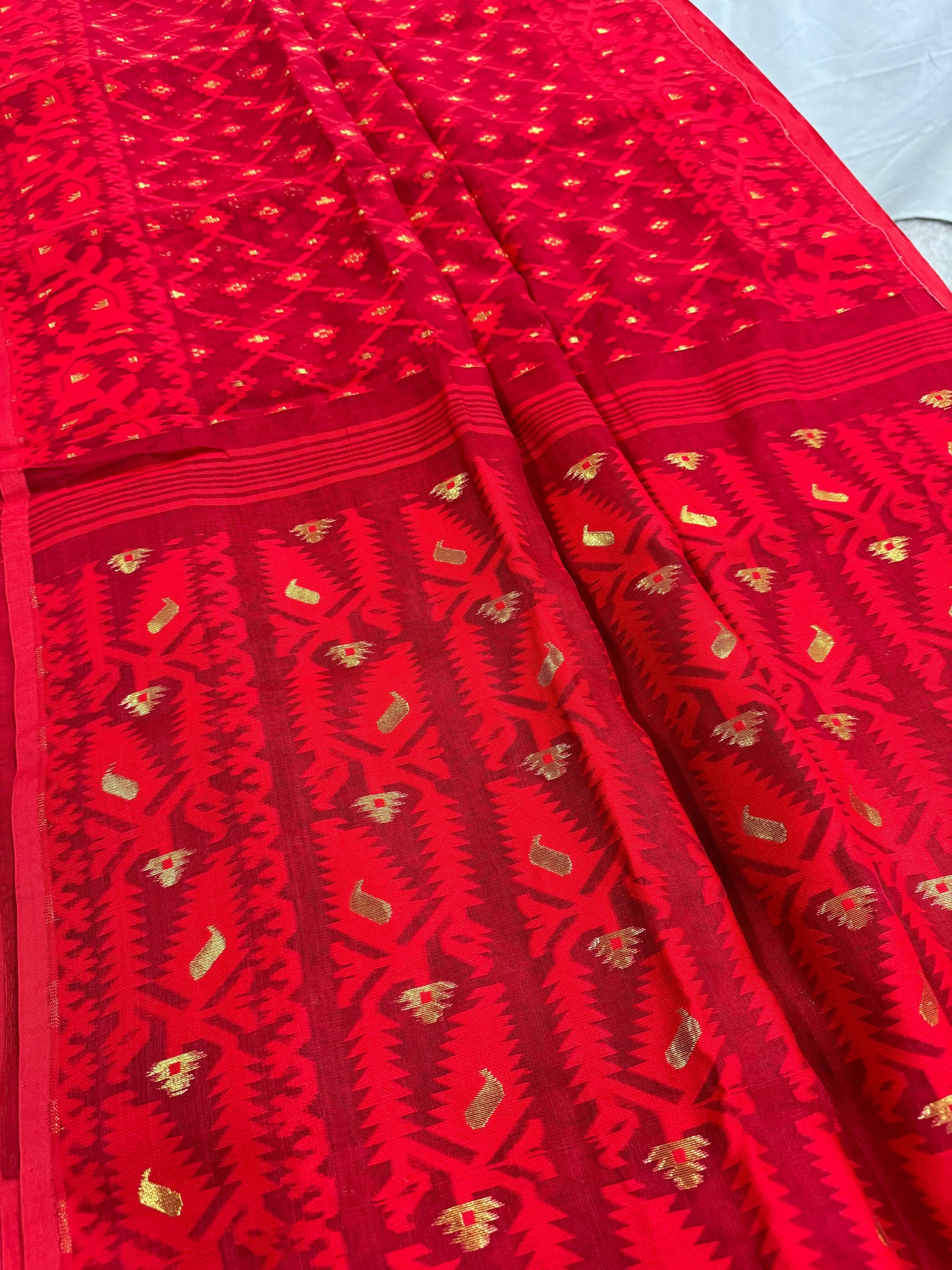 Red Soft Jamdani Saree