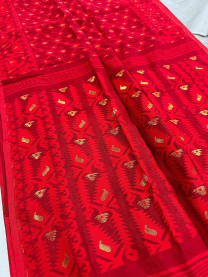 Red Soft Jamdani Saree