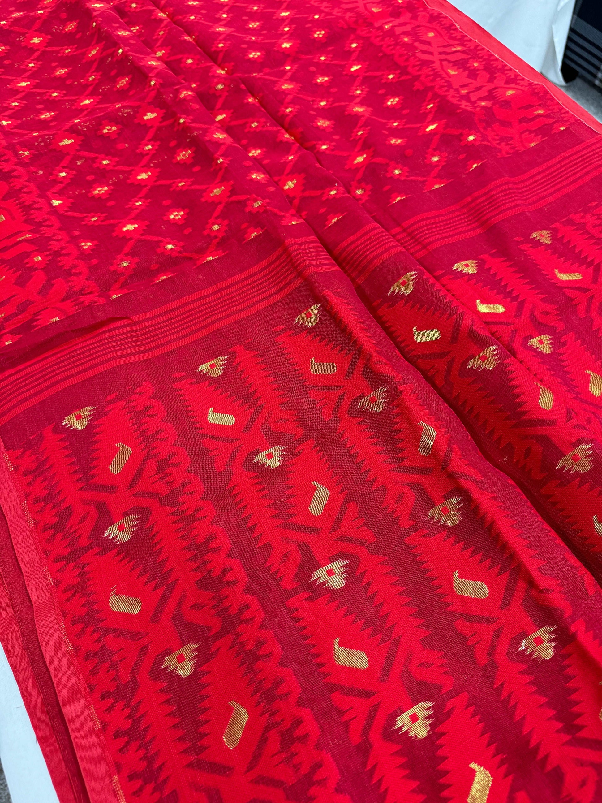 Red Soft Jamdani Saree