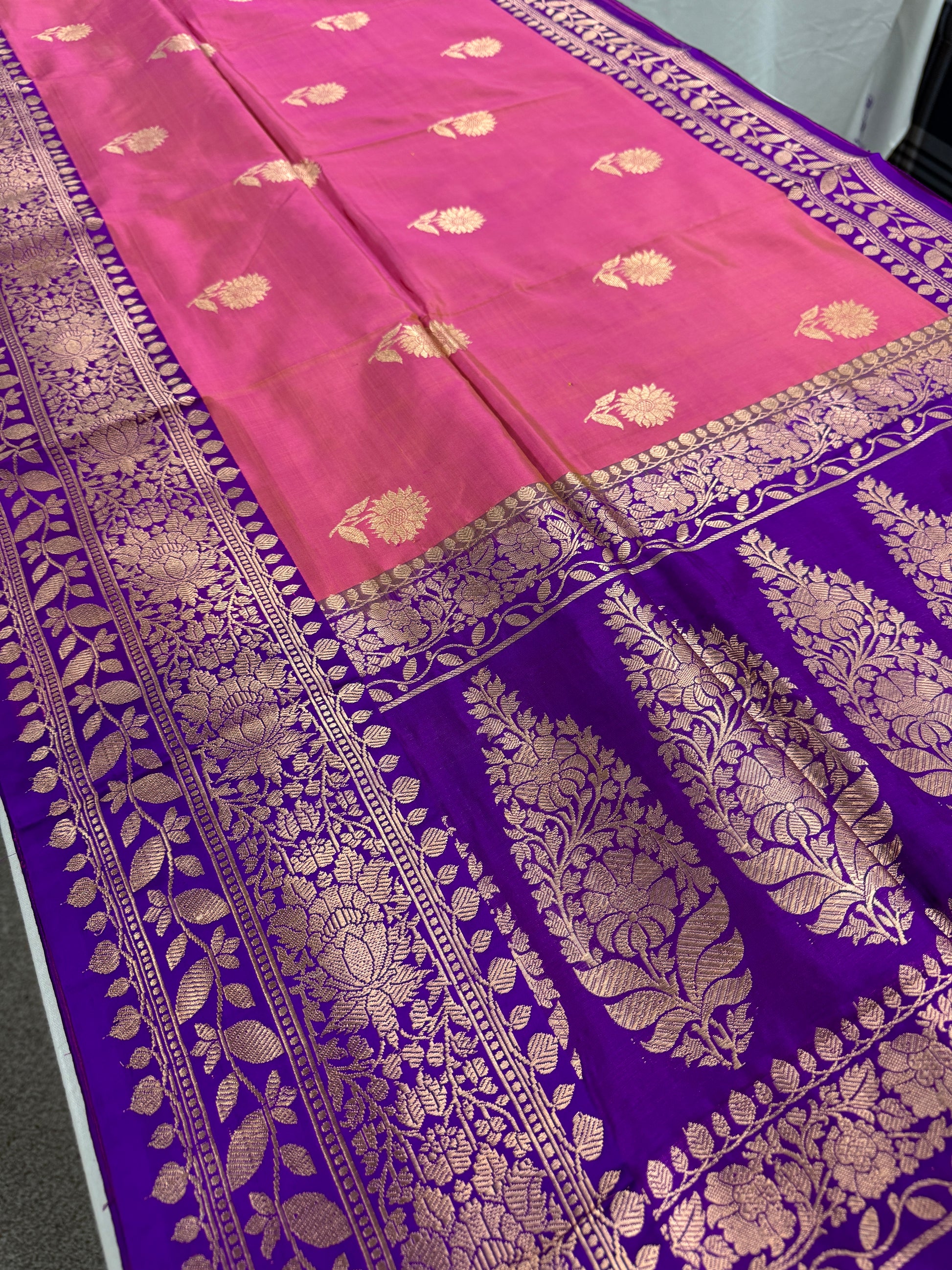 Silk Mark Certified Banarasi Saree in Pink - Indian Wedding Silk Collection.