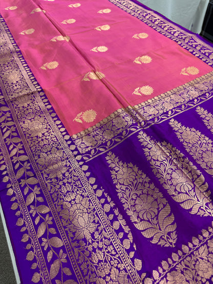 Silk Mark Certified Banarasi Saree in Pink - Indian Wedding Silk Collection.