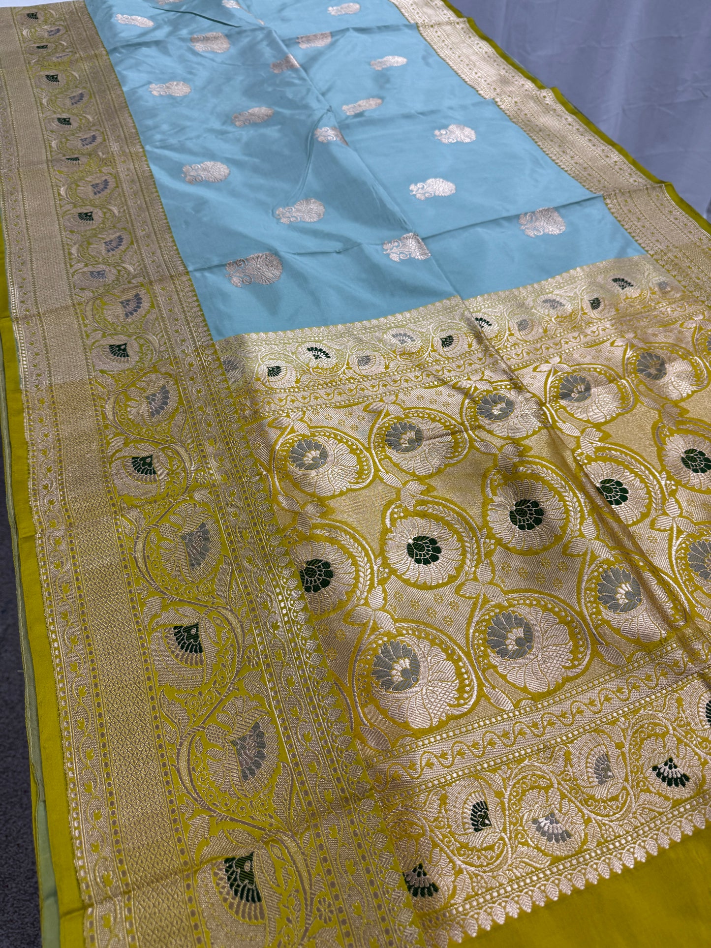 Minakari Banarasi Silk Saree with 40 Size Stitched Blouse - Indian Wedding Silk.