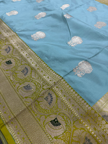 Minakari Banarasi Silk Saree with 40 Size Stitched Blouse - Indian Wedding Silk.