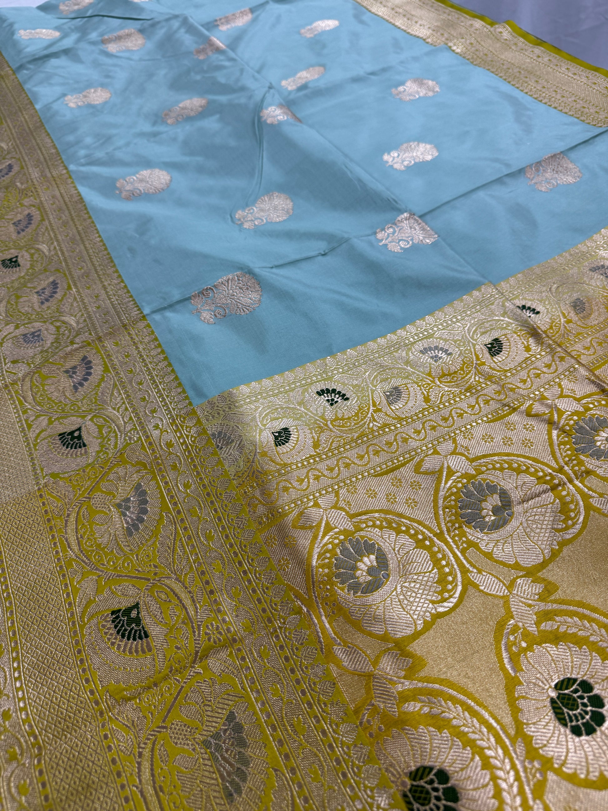 Minakari Banarasi Silk Saree with 40 Size Stitched Blouse - Indian Wedding Silk.