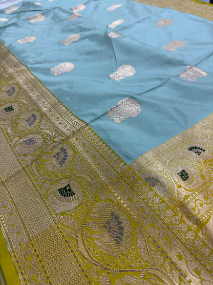 Minakari Banarasi Silk Saree with 40 Size Stitched Blouse - Indian Wedding Silk