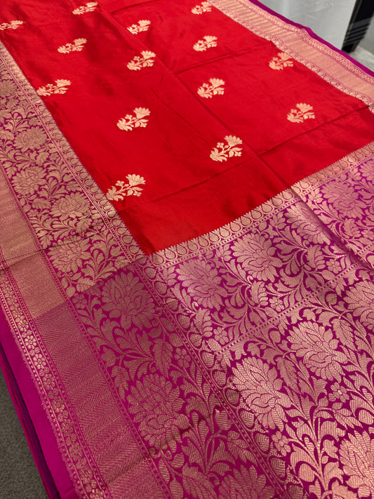 Silk Mark Certified Banarasi Saree in Red - Indian Wedding Saree.