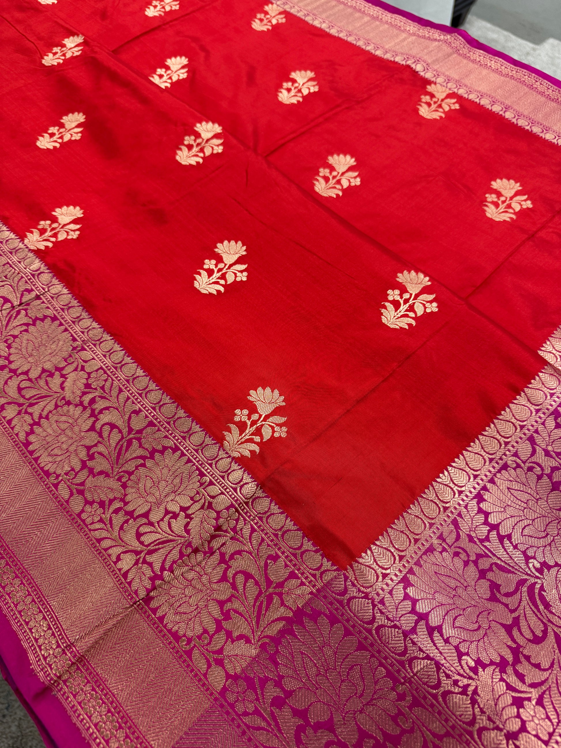 Silk Mark Certified Banarasi Saree in Red - Indian Wedding Saree.