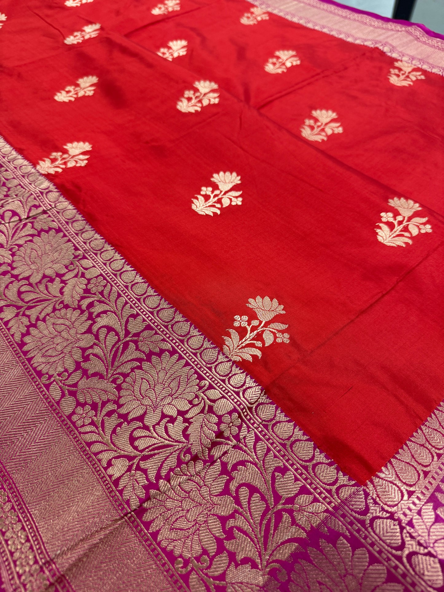 Silk Mark Certified Banarasi Saree in Red - Indian Wedding Saree.