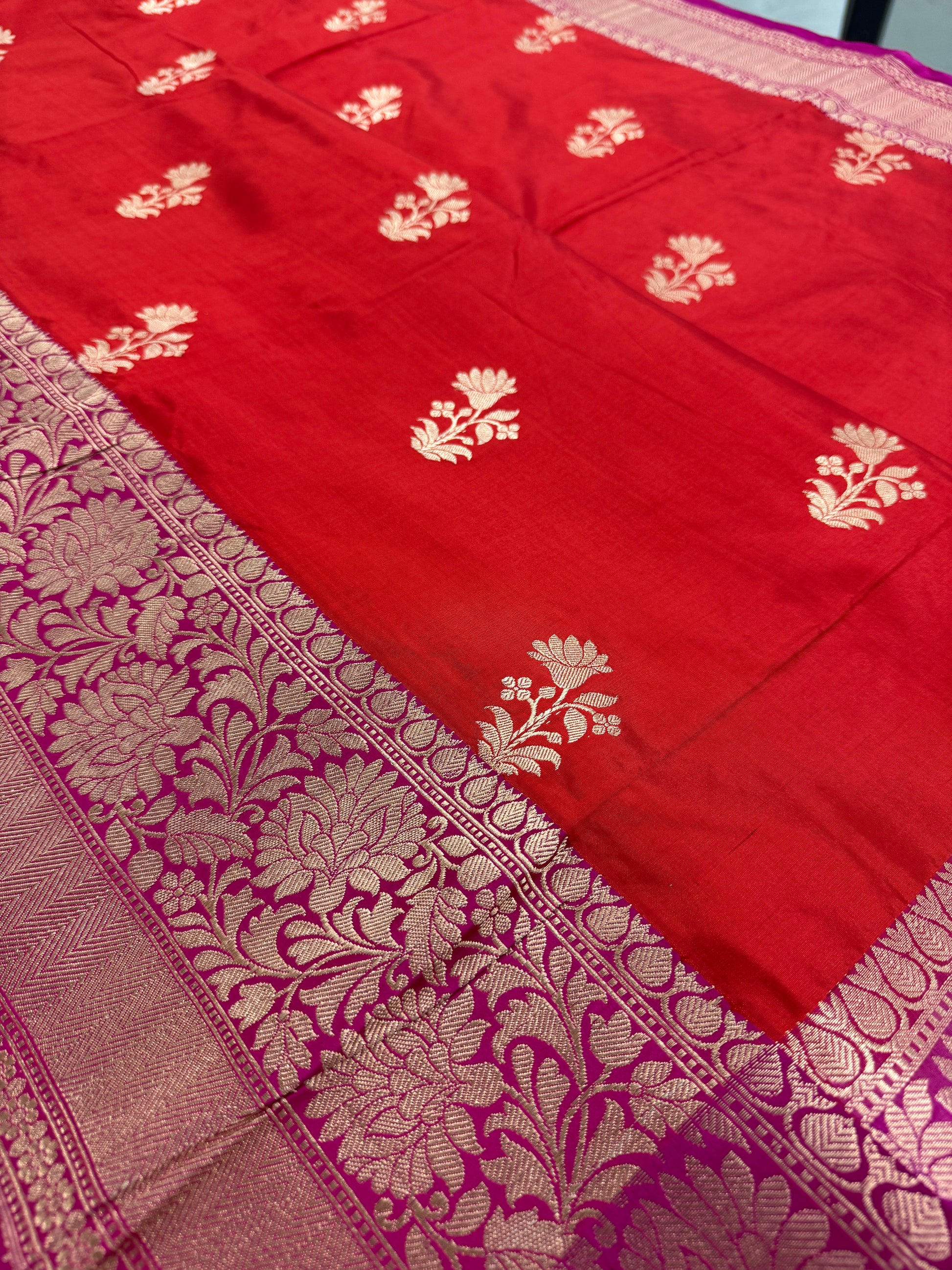 Silk Mark Certified Banarasi Saree in Red - Indian Wedding Saree.