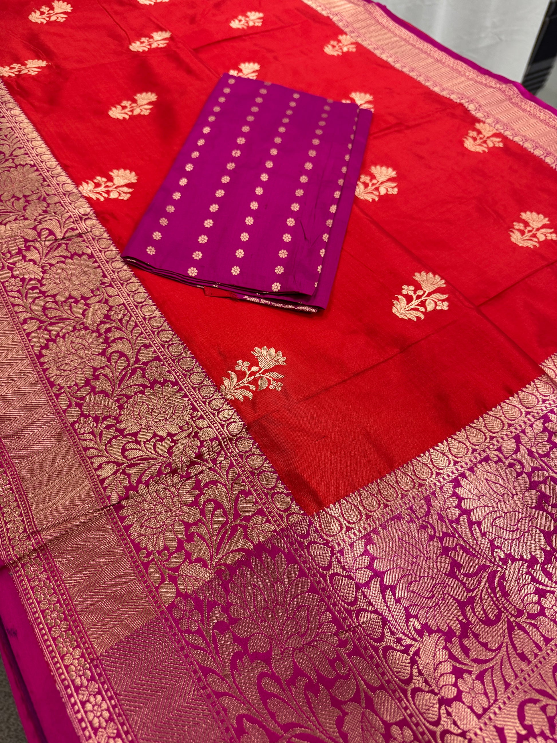 Silk Mark Certified Banarasi Saree in Red - Indian Wedding Saree.