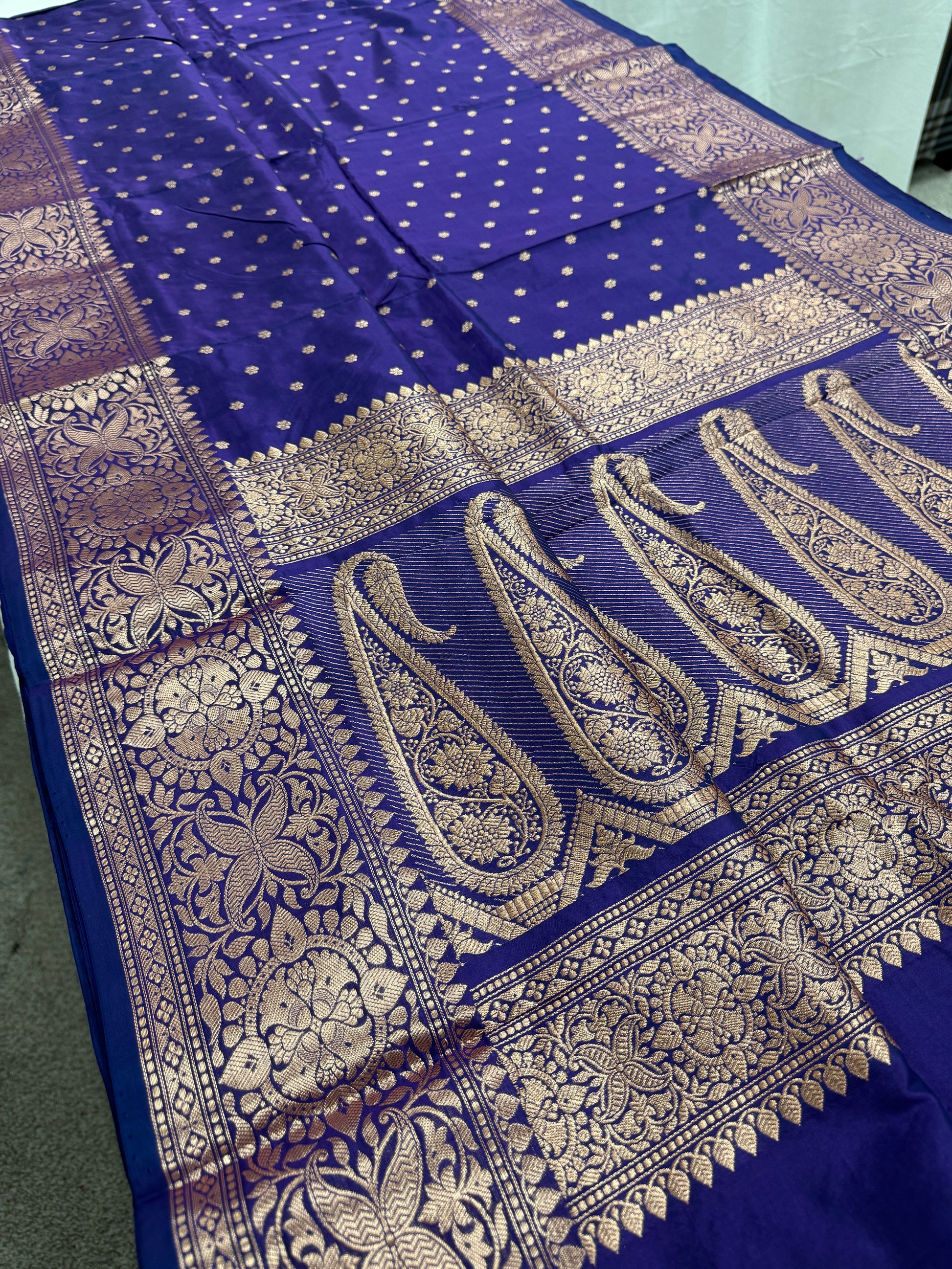 Katan Banarasi Silk Saree in Purple - Certified Silk Saree.