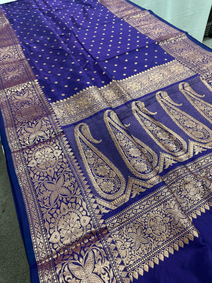 Katan Banarasi Silk Saree in Purple - Certified Silk Saree.