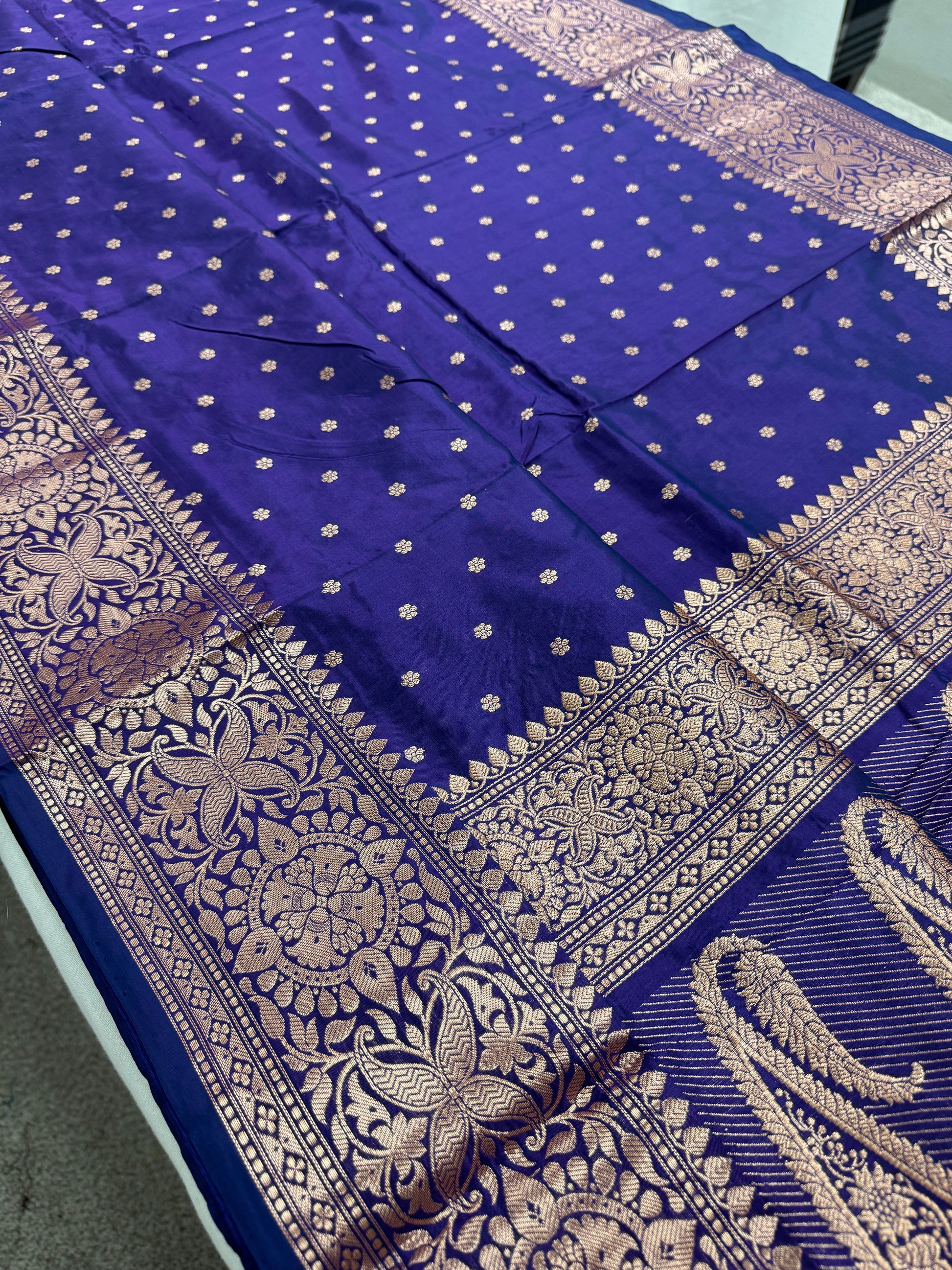 Katan Banarasi Silk Saree in Purple - Certified Silk Saree.
