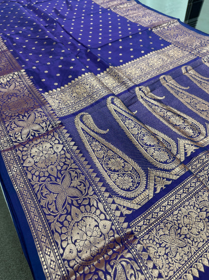 Katan Banarasi Silk Saree in Purple - Certified Silk Saree.
