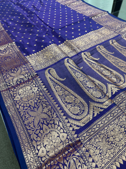 Katan Banarasi Silk Saree in Purple - Certified Silk Saree.
