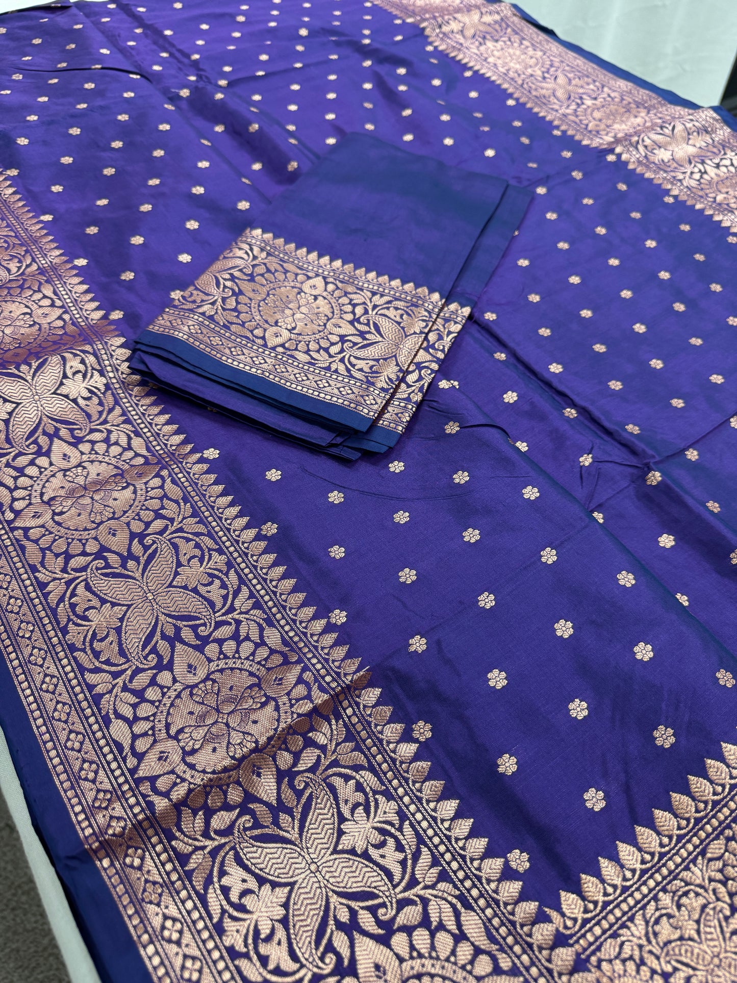 Katan Banarasi Silk Saree in Purple - Certified Silk Saree.