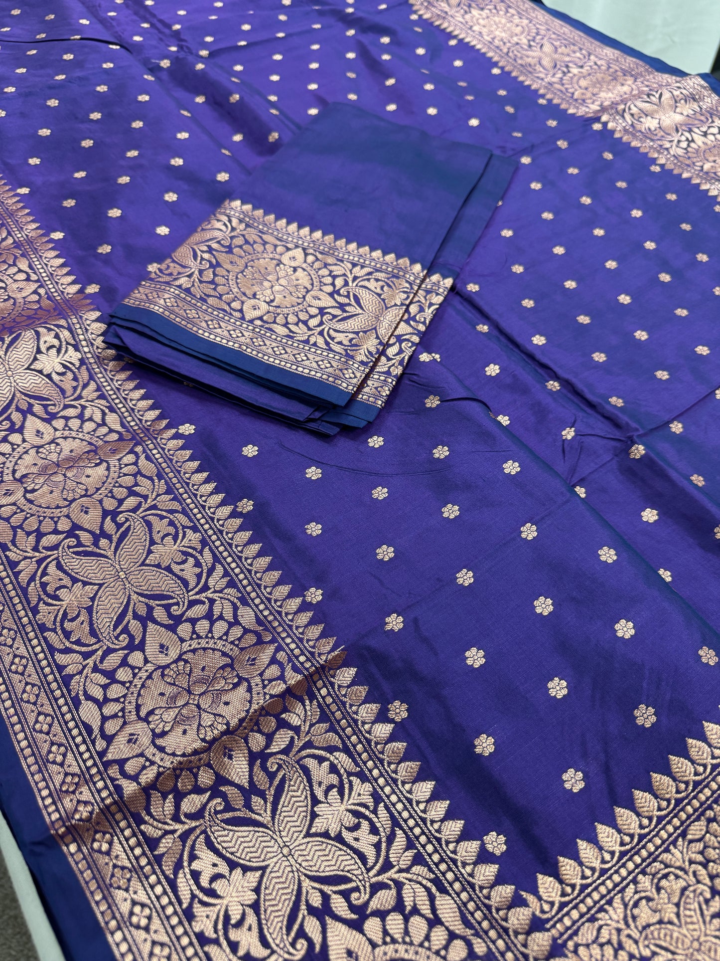 Katan Banarasi Silk Saree in Purple - Certified Silk Saree.